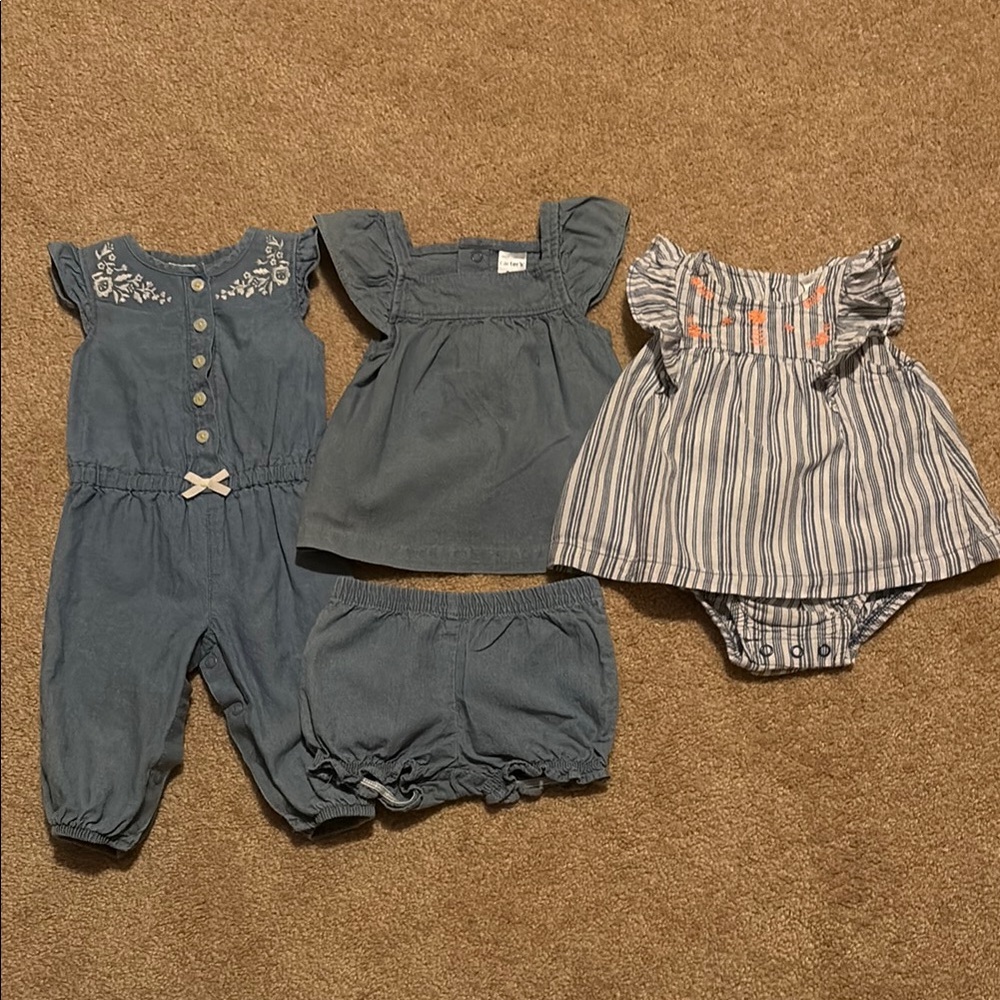 Adorable Baby Girl Outfit Cotton Denim Bundle